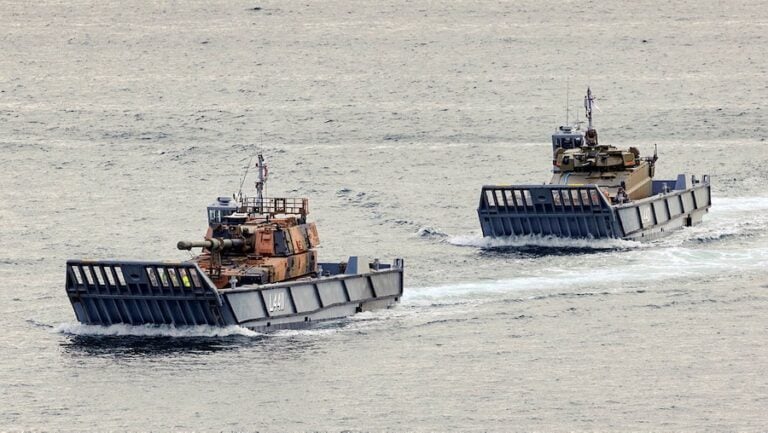 The Australian Army has completed sea transport trials of its new AS21 Redback, AS9 Huntsman and AS10 armoured vehicles aboard HMAS Canberra. The July tests confirmed that Royal Australian Navy amphibious assets can transport the platforms for littoral operations.