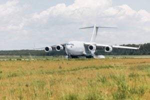 U.S. Air Force C-17 Globemaster III lands at Camp Lejeune for first time in more than 20 years following $11 million runway modernization