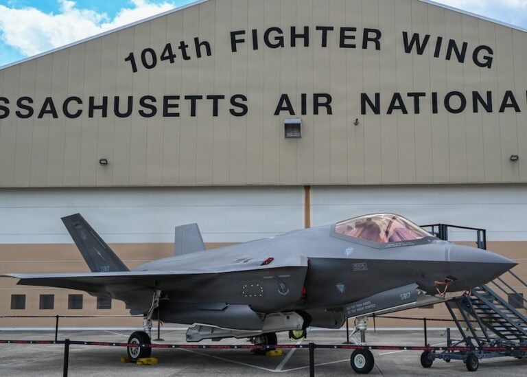 The 104th Fighter Wing formally welcomed the F-35A Lightning II to Barnes Air National Guard Base in Massachusetts on September 13. The fifth-generation aircraft is replacing the wing’s F-15 Eagle and will support its round-the-clock homeland defense alert mission.
