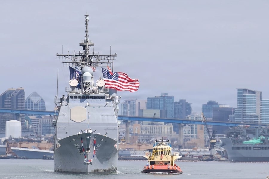 U.S. Navy decommissions Ticonderoga-class cruiser USS Lake Erie and Whidbey Island-class dock landing ship USS Germantown in San Diego