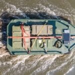 Ukrainian troops used a domestically developed amphibious ground robot to deliver ammunition and provisions to front-line positions, the Ministry of Defence said. The vehicle covered more than 40 km across land and water in what the ministry described as its first logistics mission using such a system.