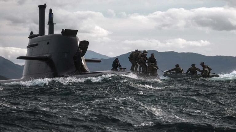 British commandos have landed from a German attack submarine at Cape Wrath and called in fire from a Portuguese warship, in an operation that formed part of the largest test of all arms of the UK Commando Force in 15 years. The Royal Navy said the landing took place during Exercise Strike Warrior, a commando-led exercise under way across Scotland.