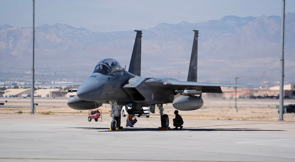 Operational F-15EX Eagle II fighters drop live JDAM bombs for first time during Weapons Instructor Course support at Nellis
