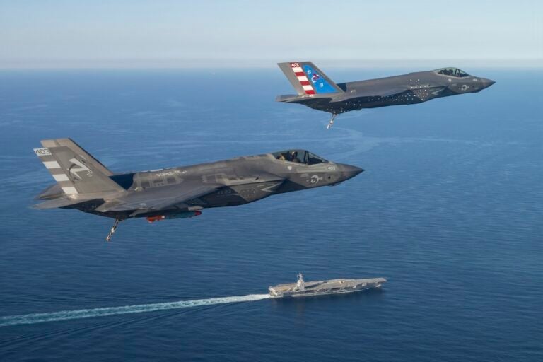Two Lockheed Martin F-35C Lightning II fighters have conducted landing and takeoff trials aboard John F. Kennedy in the Atlantic. The U.S. Department of War announced the tests on October 13, calling them the first F-35C landings on a Gerald R. Ford-class aircraft carrier.