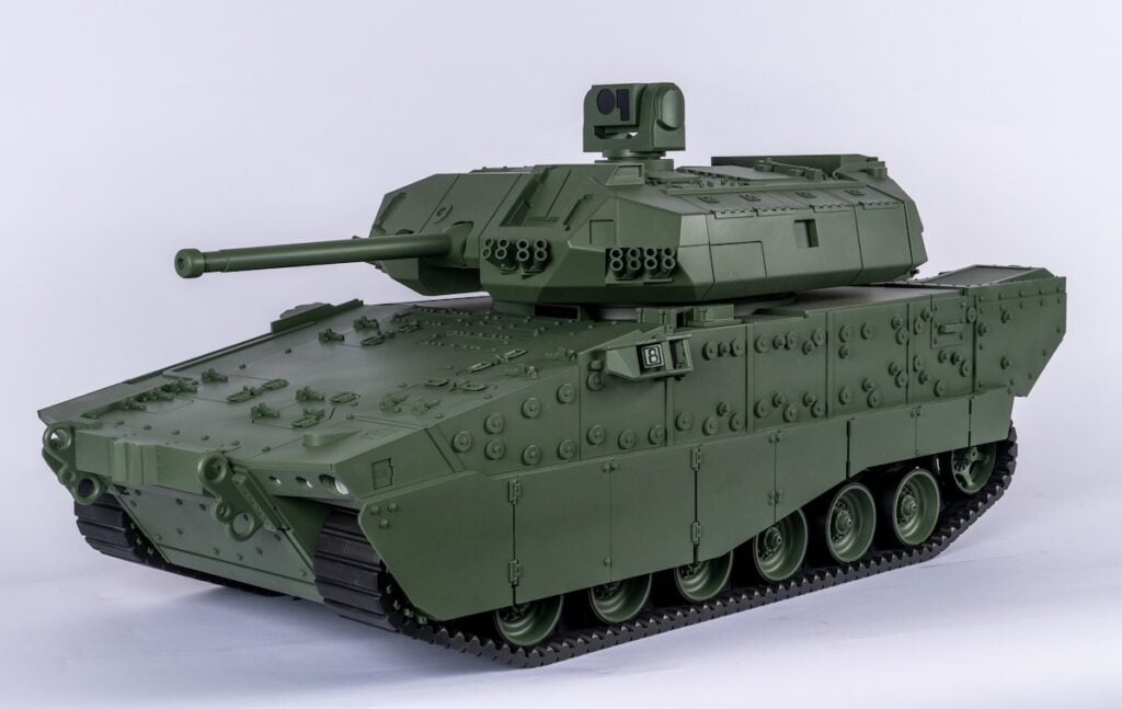 General Dynamics Land Systems is showing a scale model of its XM30 Wolf infantry fighting vehicle at AUSA 2026 while the U.S. Army tests the first prototype. Wolf is the company’s contender to replace the M2/M3 Bradley, competing against Team Lynx’s XM30 Lynx.