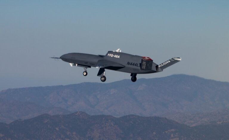 Northrop Grumman’s YFQ-48A Talon Blue has completed its first fully autonomous flight, executing taxi, takeoff, in-flight maneuvers and landing. The company-funded aircraft is designed to lower production costs and shorten manufacturing timelines without sacrificing mission capability.