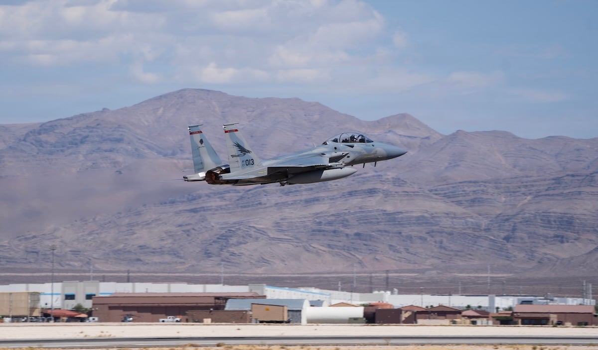 Operational F-15EX Eagle II fighters have dropped live JDAM bombs for the first time while supporting the U.S. Air Force’s Weapons Instructor Course at Nellis Air Force Base. The 142nd Wing’s aircraft operated from the Nevada base for three weeks in late August and early September 2026.