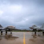 RAF Typhoons have taken part in a French nuclear air exercise for the first time, escorting French Air and Space Force Rafales on a simulated nuclear strike mission over the Mediterranean. Exercise Rummy is the latest step in the closer cooperation Britain and France agreed under the Northwood Declaration.