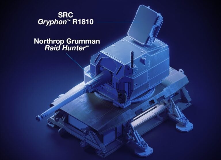 SRC has developed the Gryphon R1810 radar for Northrop Grumman’s Raid Hunter, a gun-based air defense system designed to counter drone swarms and other aerial threats. The radar will track incoming targets and the ammunition fired against them, supporting precision fire control throughout an engagement.