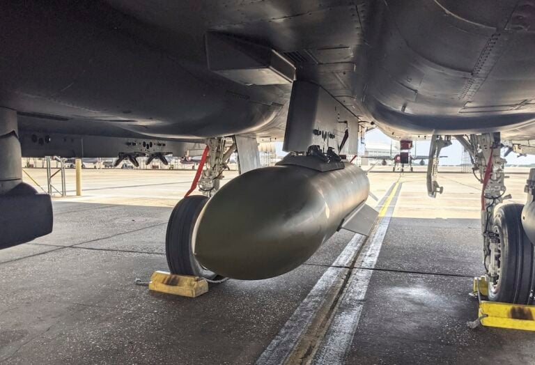 The U.S. Air Force used GBU-72/B Advanced 5K Penetrator bombs to attack hardened underground facilities housing Iranian anti-ship missiles near the Strait of Hormuz during Operation Epic Fury. Gen. Dan Caine, chairman of the Joint Chiefs of Staff, identified the weapon at a Pentagon briefing on March 19.