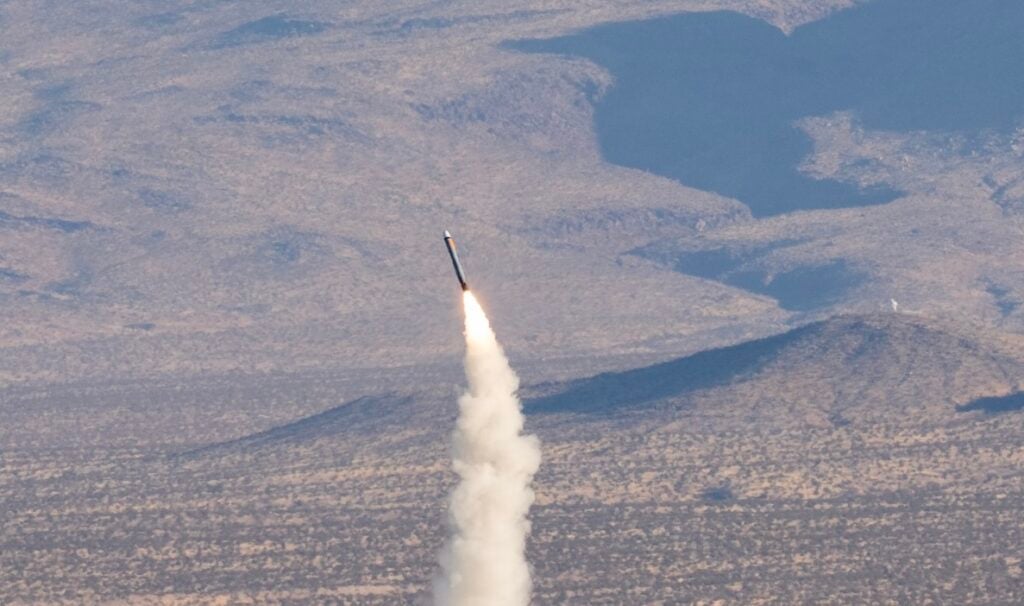 U.S. Army Typhon battery assigned to Europe command fires its first Tomahawk missile during live-fire training in California